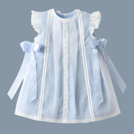 Baby Girl Christening Gown with Spanish Lace and Charming Bow - - Très Elite