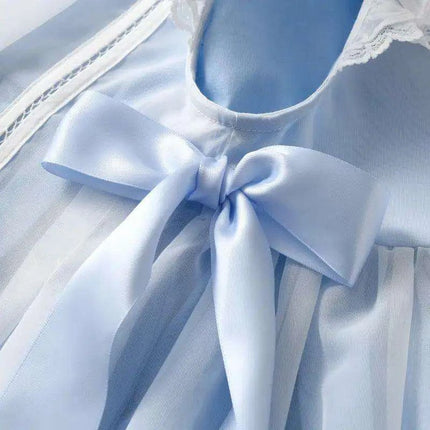 Baby Girl Christening Gown with Spanish Lace and Charming Bow - - Très Elite