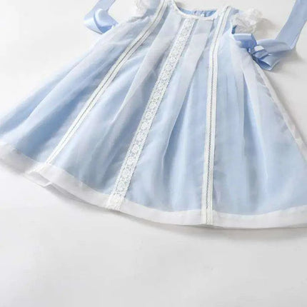 Baby Girl Christening Gown with Spanish Lace and Charming Bow - - Très Elite