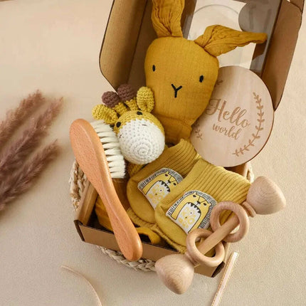 Baby Milestone Bath Toy Set with Swaddle Wrap, Rattle, and Bibs for Newborn - Très Elite