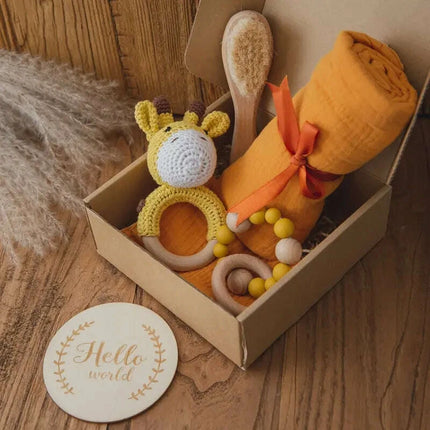 Baby Milestone Bath Toy Set with Swaddle Wrap, Rattle, and Bibs for Newborn - Très Elite