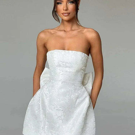Backless Bow Sexy Mini Dress For Women Fashion Off-shoulder - Très Elite