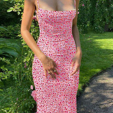 Backless Floral Suspender Dress - Chic Summer Delight - Très Elite