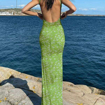 Backless Floral Suspender Dress - Chic Summer Delight - Très Elite