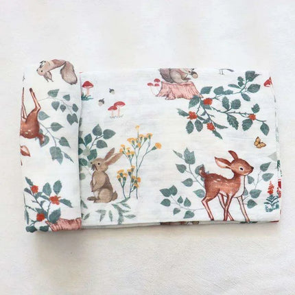 Bamboo Cotton Muslin Baby Swaddle Blanket - Adorable Animal Print for Cozy Comfort - Très Elite