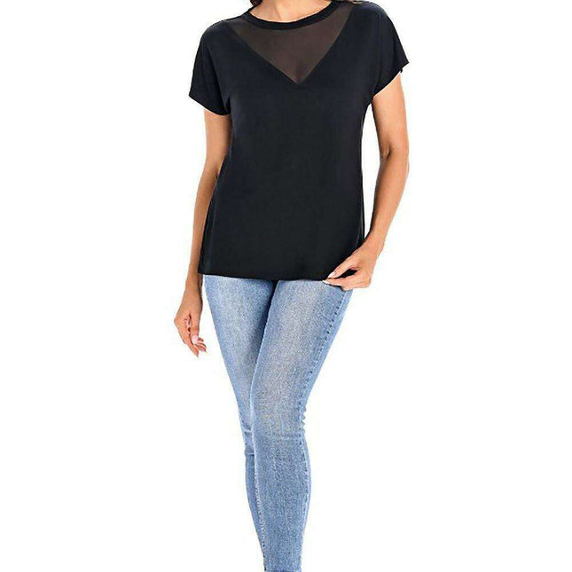 Bamboo Elegance Women's Blouse with Mesh Accents