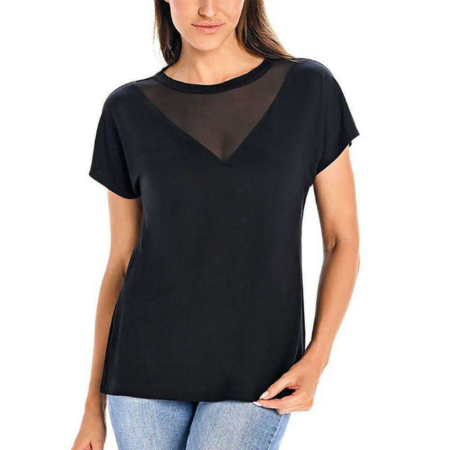 Bamboo Elegance Women's Blouse with Mesh Accents