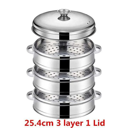 Bamboo Steamer Pot Combo with Stainless Steel Accessories for Ultimate Steaming - Très Elite