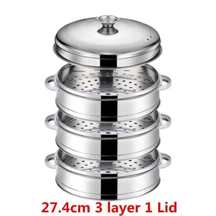 Bamboo Steamer Pot Combo with Stainless Steel Accessories for Ultimate Steaming - Très Elite