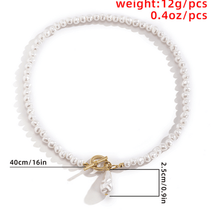 Baroque shaped pearl necklace creative irregular chain clavicle necklace - Très Elite