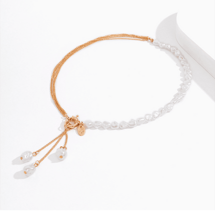 Baroque shaped pearl necklace creative irregular chain clavicle necklace - Très Elite