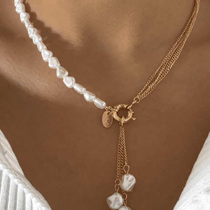 Baroque shaped pearl necklace creative irregular chain clavicle necklace - Très Elite