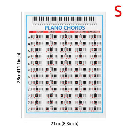 Beginner's 88-Key Piano Chord Chart Poster - Large Fingering Diagram & Stickers for Music Students..