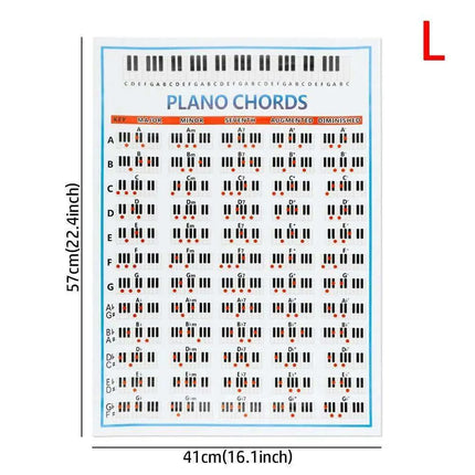 Beginner's 88-Key Piano Chord Chart Poster - Large Fingering Diagram & Stickers for Music Students..