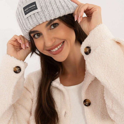Beige Acrylic Cap With Patch Adjustable Fold Hat For Women - Très Elite