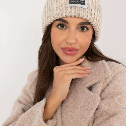 Beige Acrylic Cap With Patch Adjustable Fold Hat For Women - Très Elite