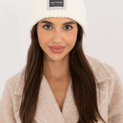 Beige Acrylic Cap With Patch Adjustable Fold Hat For Women - Très Elite