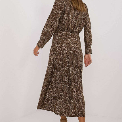 Beige Animal Motif Two Piece Set Blouse And Skirt Premium - Très Elite