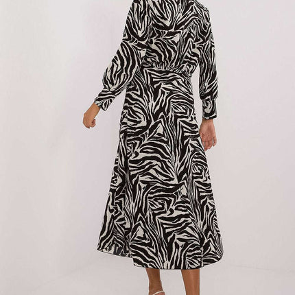 Beige Animal Motif Two Piece Set Blouse And Skirt Premium - Très Elite