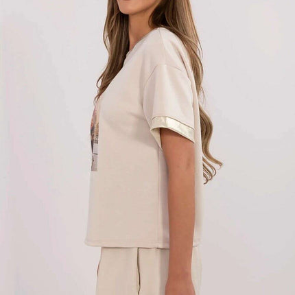 Beige Blouse Model 212043 Viscose Cotton Elastane Comfort - Très Elite