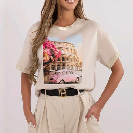 Beige Blouse Model 212043 Viscose Cotton Elastane Comfort - Très Elite