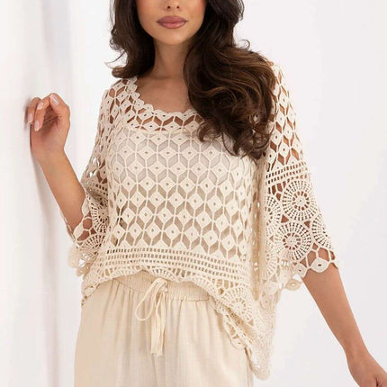 Beige Boho Lace Blouse Set Model 213444 For Women Everyday - Très Elite