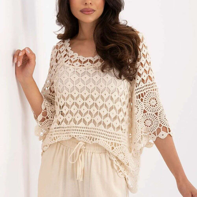 Beige Boho Lace Blouse Set Model 213444 For Women Everyday