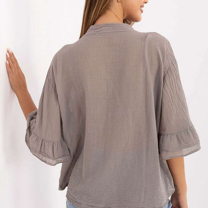 Beige Boho Style Women Shirt 215813 For Everyday Office - Très Elite