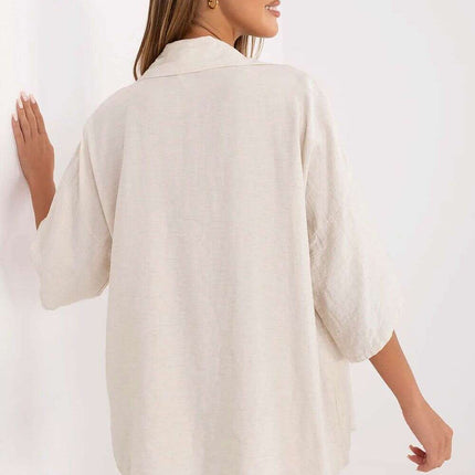 Beige Boho Womens Shirt 214056 Breathable Viscose All Day - Très Elite