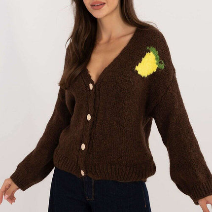 Beige Cardigan 200478 Womens Back Print Casual Knit - Très Elite