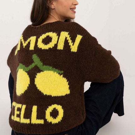 Beige Cardigan 200478 Womens Back Print Casual Knit - Très Elite
