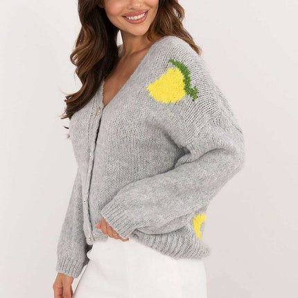 Beige Cardigan 200478 Womens Back Print Casual Knit - Très Elite