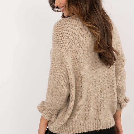 Beige Cardigan 200499 Women Lightweight Casual Sweater - Très Elite