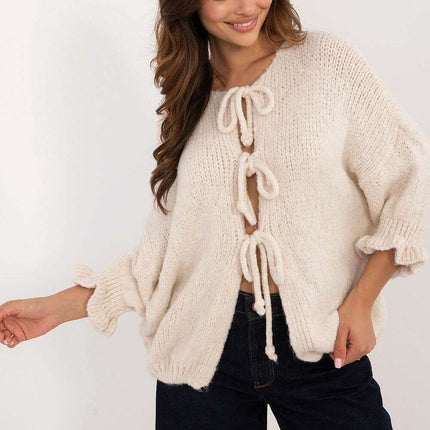 Beige Cardigan 200499 Women Lightweight Casual Sweater - Très Elite