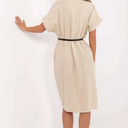 Beige Cotton Daydress 213237 For Everyday Work Silhouette - Très Elite