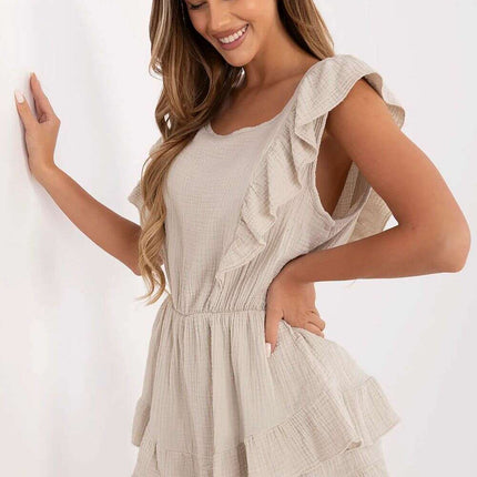 Beige Cotton Muslin Jumpsuit Women Italy Moda Collection - Très Elite