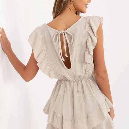 Beige Cotton Muslin Jumpsuit Women Italy Moda Collection - Très Elite