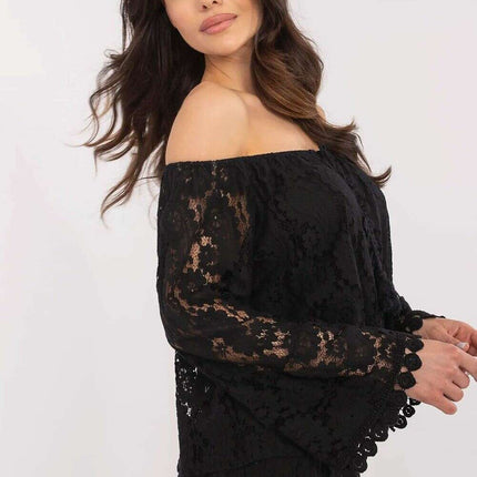 Beige Cotton Nylon Blend Lace Blouse 211441 For Women - Très Elite
