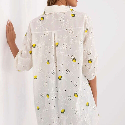 Beige Cotton Shirt Model 212064 With Lemon Print Design - Très Elite