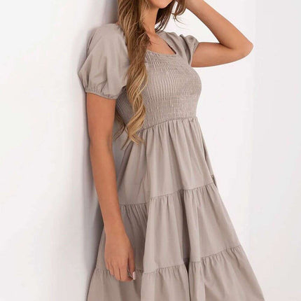Beige Day Dress 213840 Lightweight Cotton Elastane - Très Elite