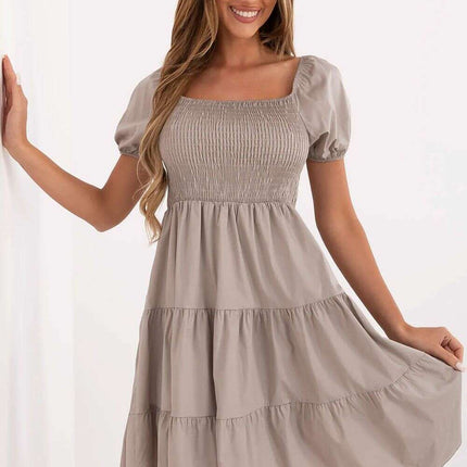 Beige Day Dress 213840 Lightweight Cotton Elastane