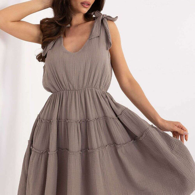 Beige Day Dress 215202 Lightweight Cotton Summer Dress