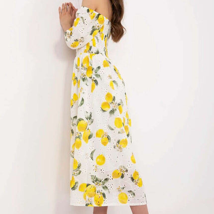Beige Daydress 212294 Boho Flared Midi Cotton Dress - Très Elite