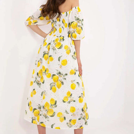Beige Daydress 212294 Boho Flared Midi Cotton Dress - Très Elite