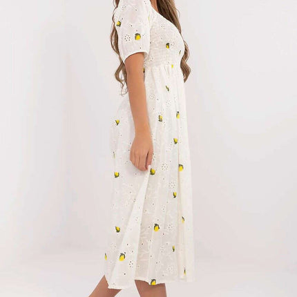 Beige Daydress 212294 Boho Flared Midi Cotton Dress - Très Elite