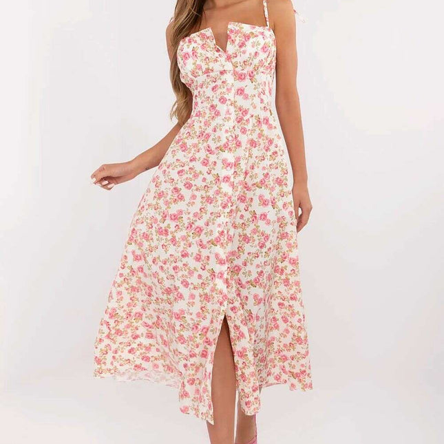 Beige Daydress 213303 Midi Dress With Tied Straps Adjustable