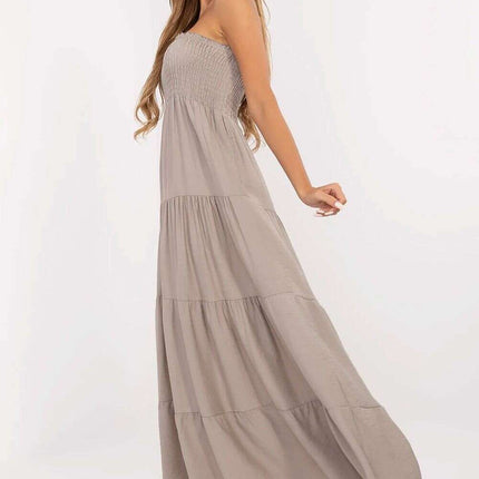 Beige Daydress 214303 Maxi Sleeveless Viscose Linen Blend - Très Elite