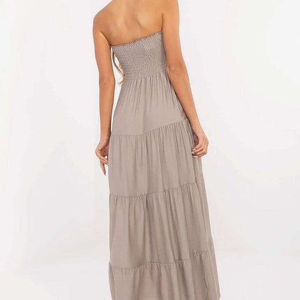 Beige Daydress 214303 Maxi Sleeveless Viscose Linen Blend - Très Elite