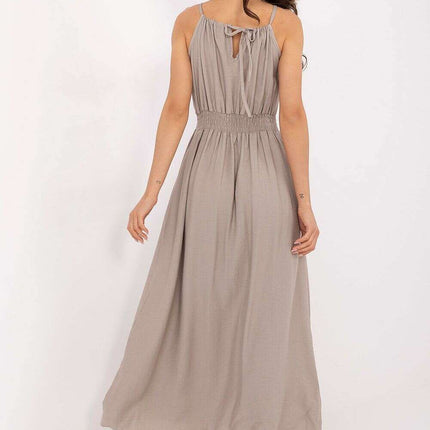 Beige Daydress Maxi With Wrap Waist Spaghetti Straps 215174 - Très Elite