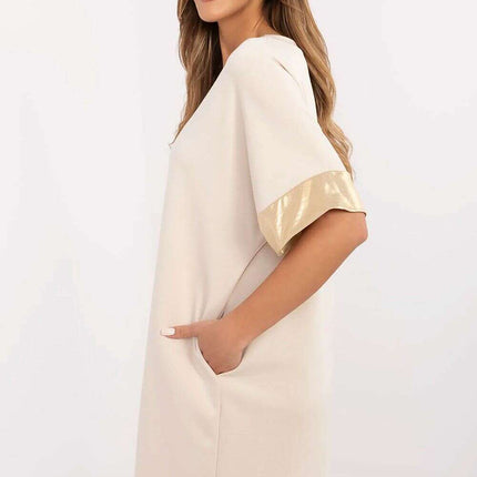 Beige Daydress Model 208971 Oversized Sweatshirt Dress - Très Elite